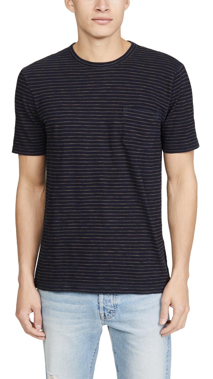 Faherty Short Sleeve Striped Pocket Tee