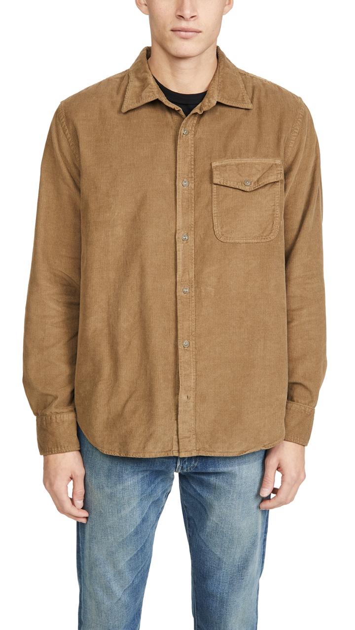 Save Khaki Long Sleeve Corduroy Overshirt