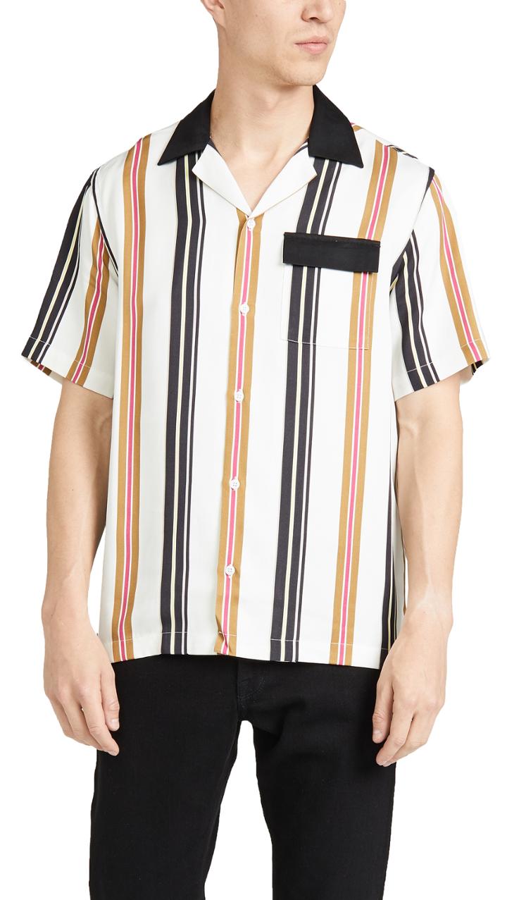 Saturdays Nyc Xavier Stripe Short Sleeve Shirt