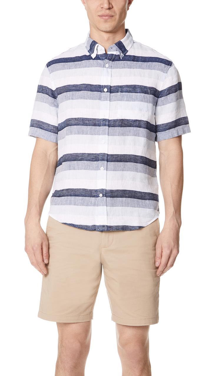 Club Monaco Linen Stripe Shirt