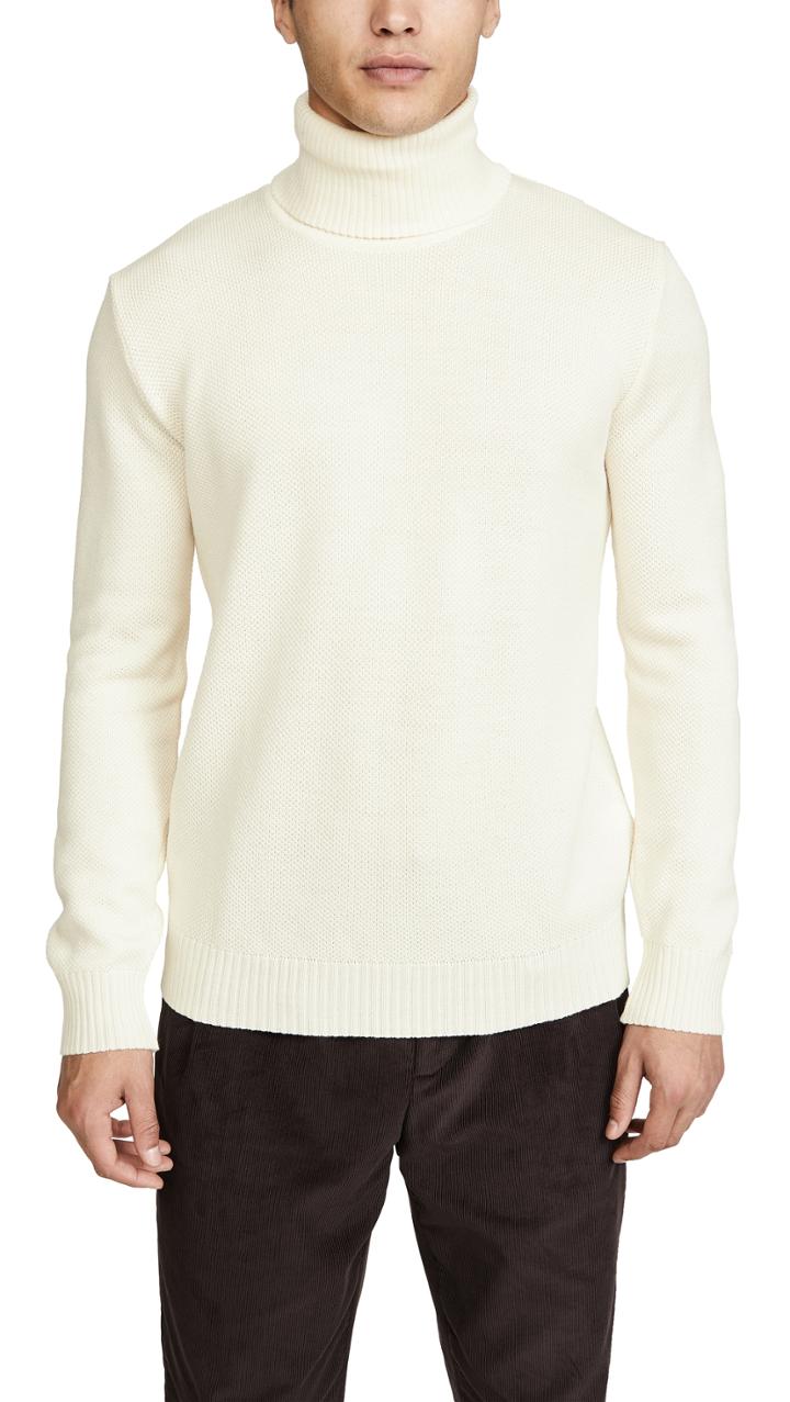 De Bonne Facture Italian Pique Long Sleeve Turtleneck Sweater