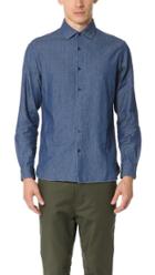 Club Monaco Slim Spread Collar Indigo Dress Shirt