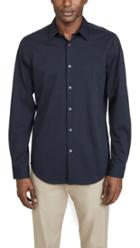 Theory Keaton Structured Knit Button Down Shirt