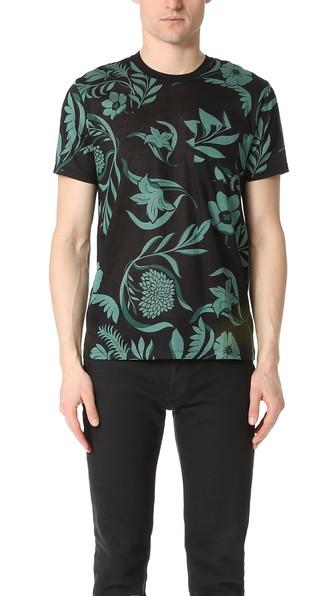 Ami Flower Print Crew Neck Tee