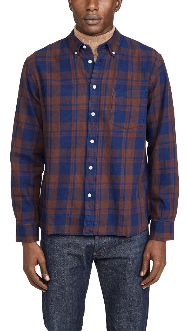Corridor Indigo Plaid Flannel Long Sleeve Shirt