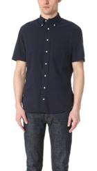 Gitman Vintage Short Sleeve Navy Over Dye Seersucker Shirt