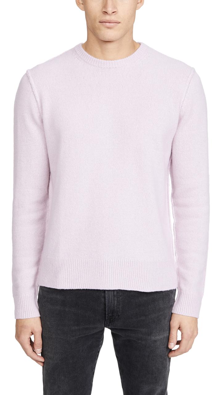 Frame Seamed Cashmere Crew Neck Sweater