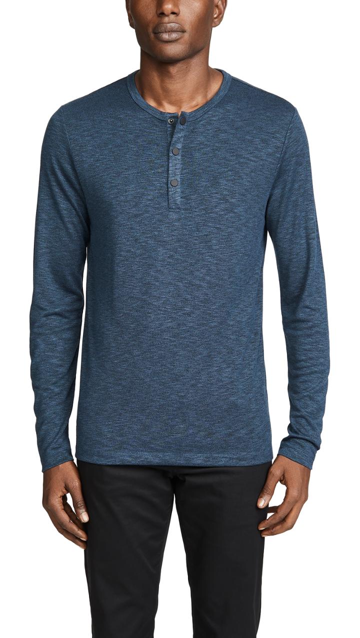 Theory Snap Long Sleeve Henley Shirt