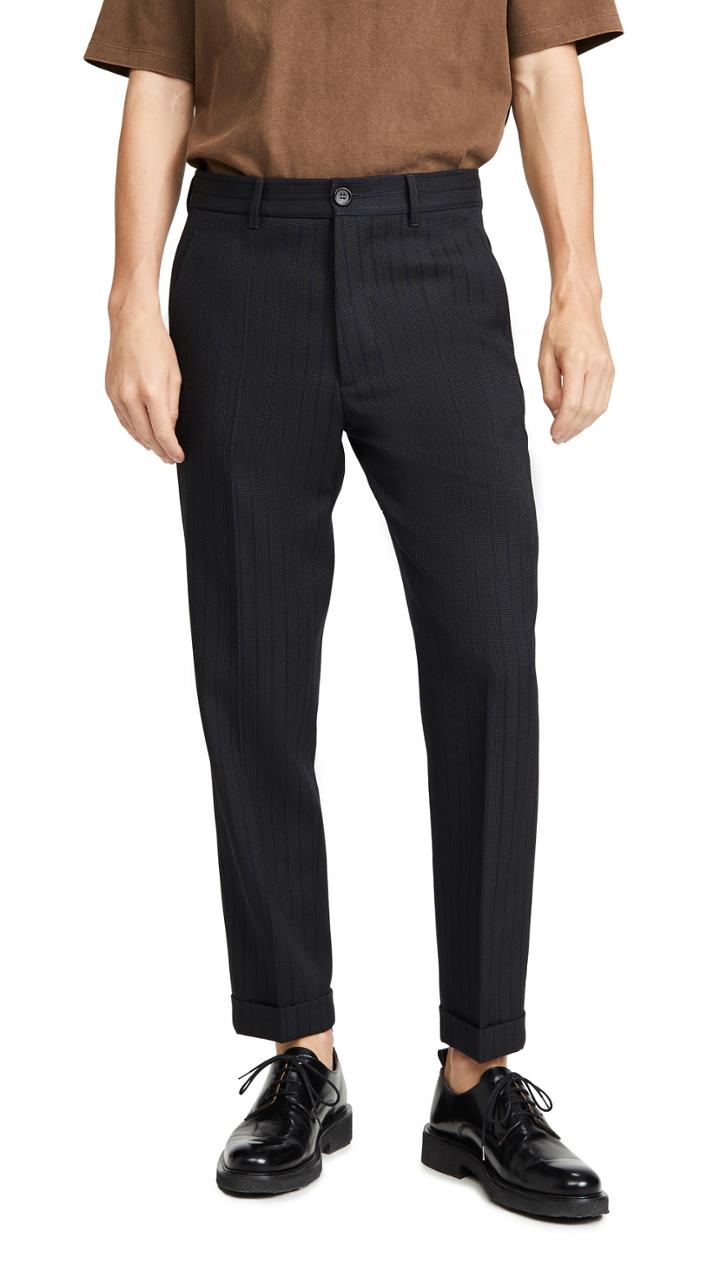 Marni Patterned Pinstripe Wool Trousers
