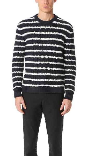 Club Monaco Striped Cable Crew Sweater
