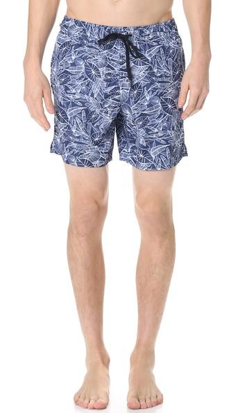 Z Zegna Leaf Print Swim Trunks