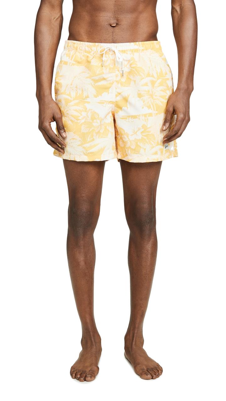 Bather Yellow Palm Tree Print Swim Shorts