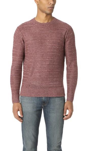 Todd Snyder Linen Melange Drop Stitch Crew Sweater