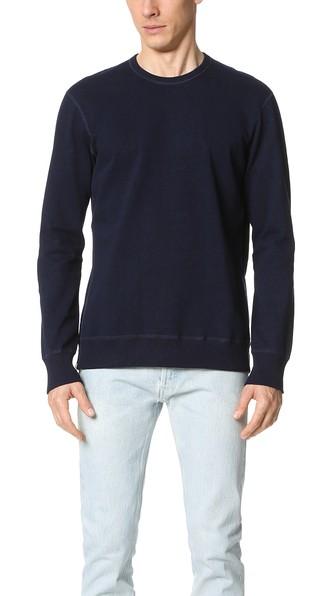 Reigning Champ Indigo Side Zip Crew Sweatshirt