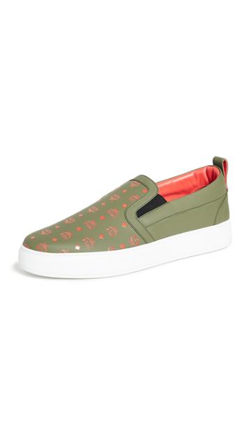 Mcm Logo Slip On Sneakers
