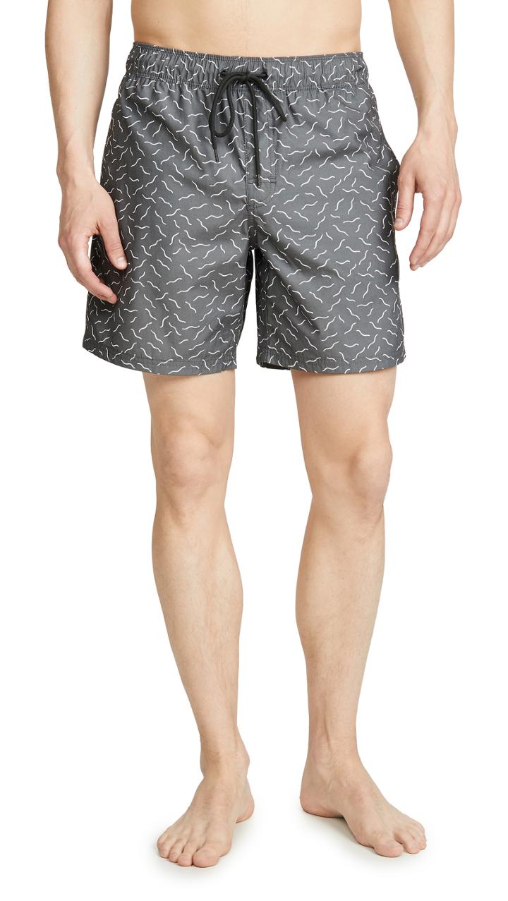 Rvca Program Printed Elastic Swim Shorts