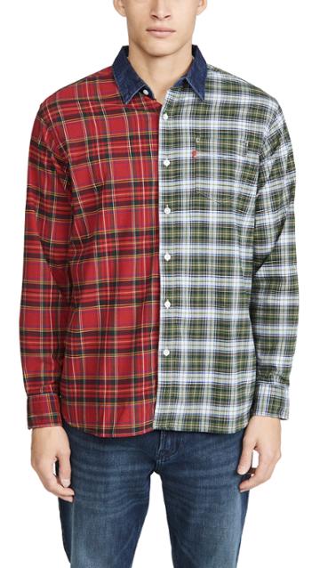Levi S Red Tab Pieced Sunset 1 Pocket Shirt