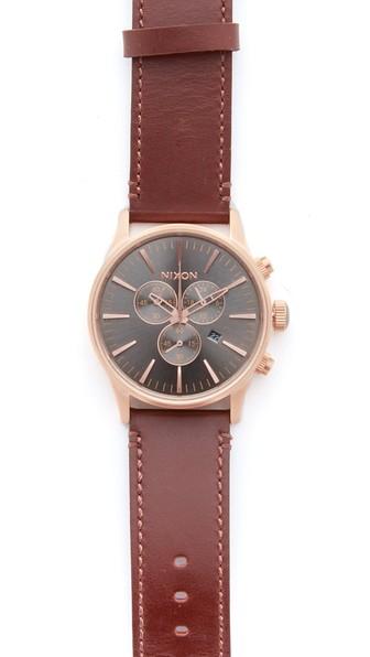 Nixon The Sentry Chronograph Leather Watch