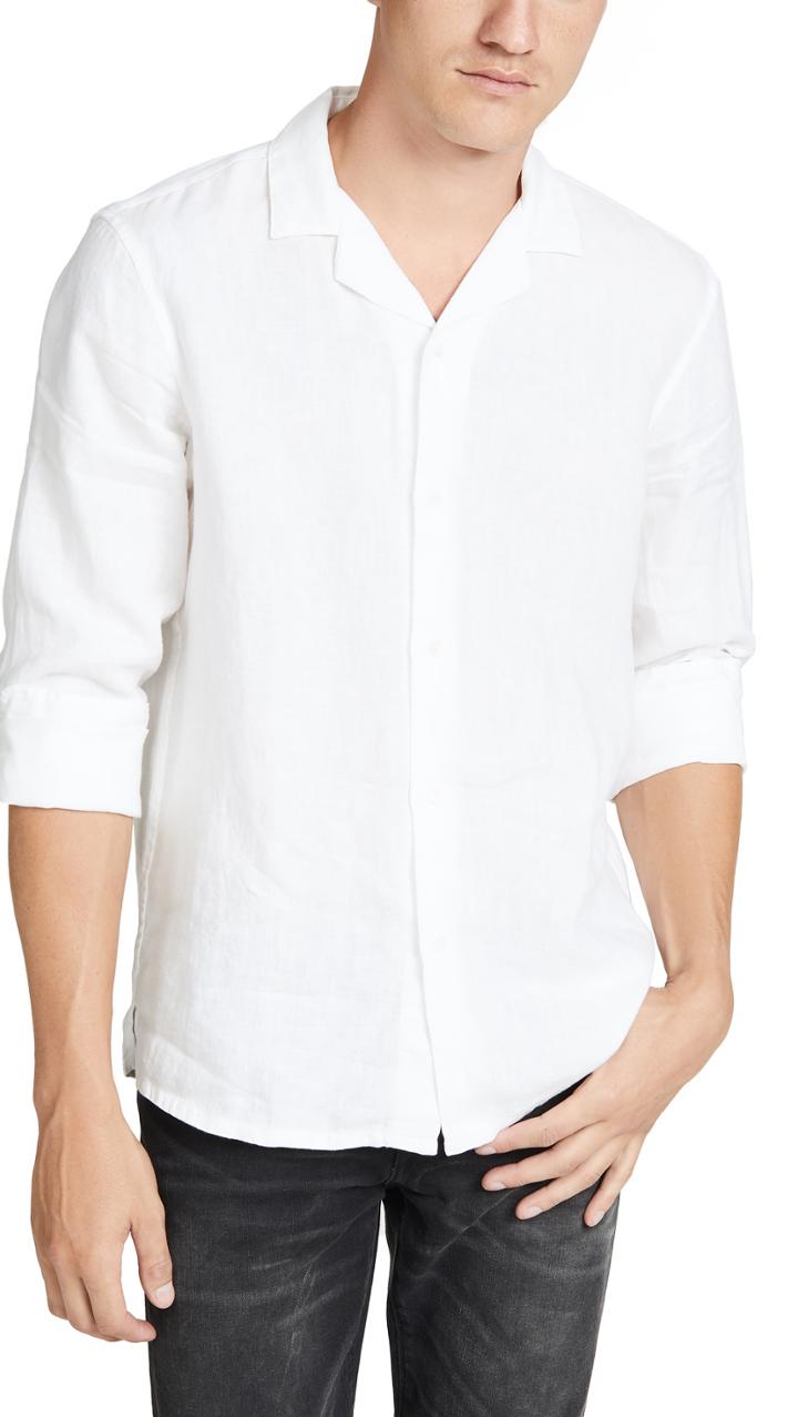 Club Monaco Long Sleeve Linen Solid Shirt