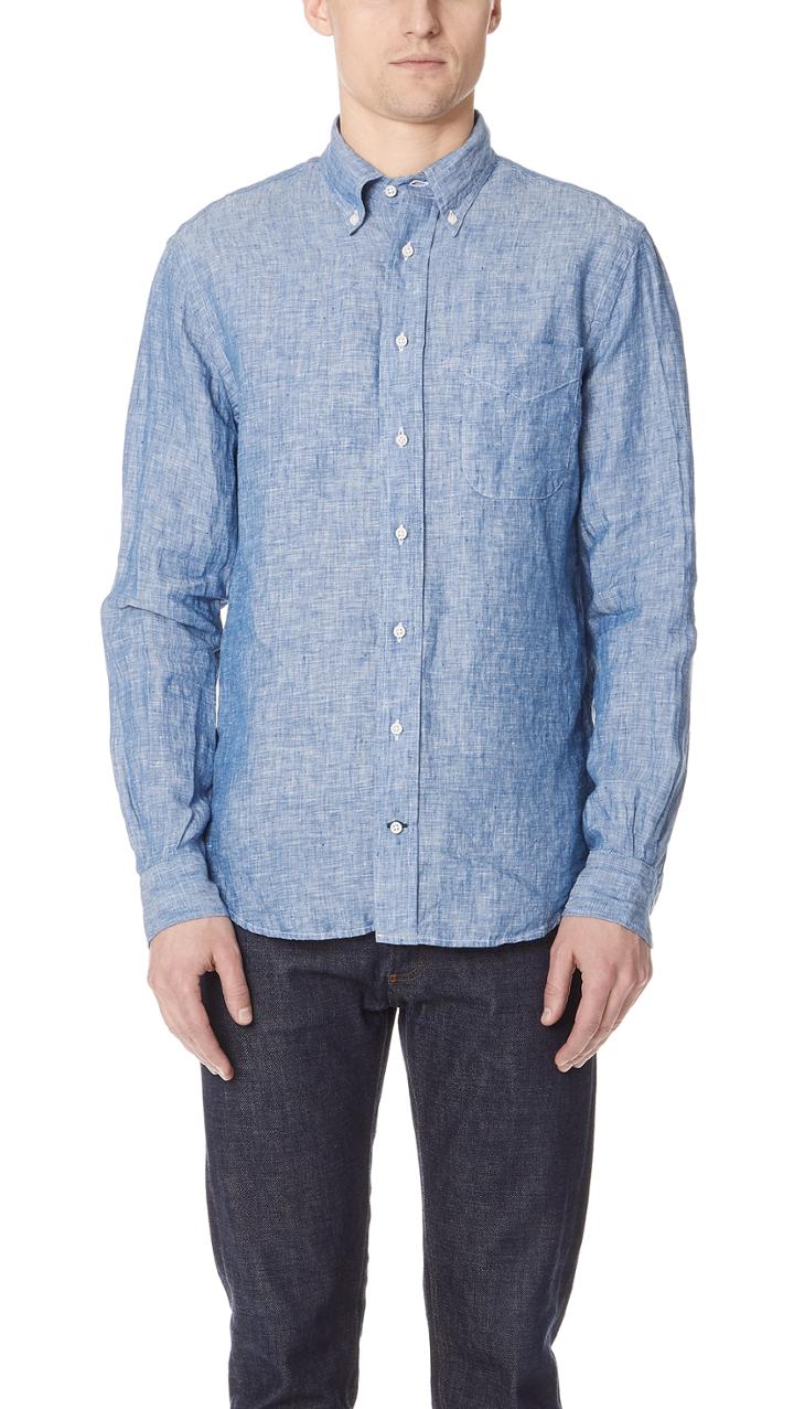 Gitman Vintage Long Sleeve Linen Chambray Shirt
