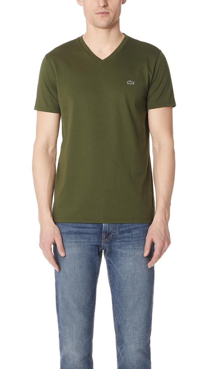 Lacoste V Neck Pima Tee