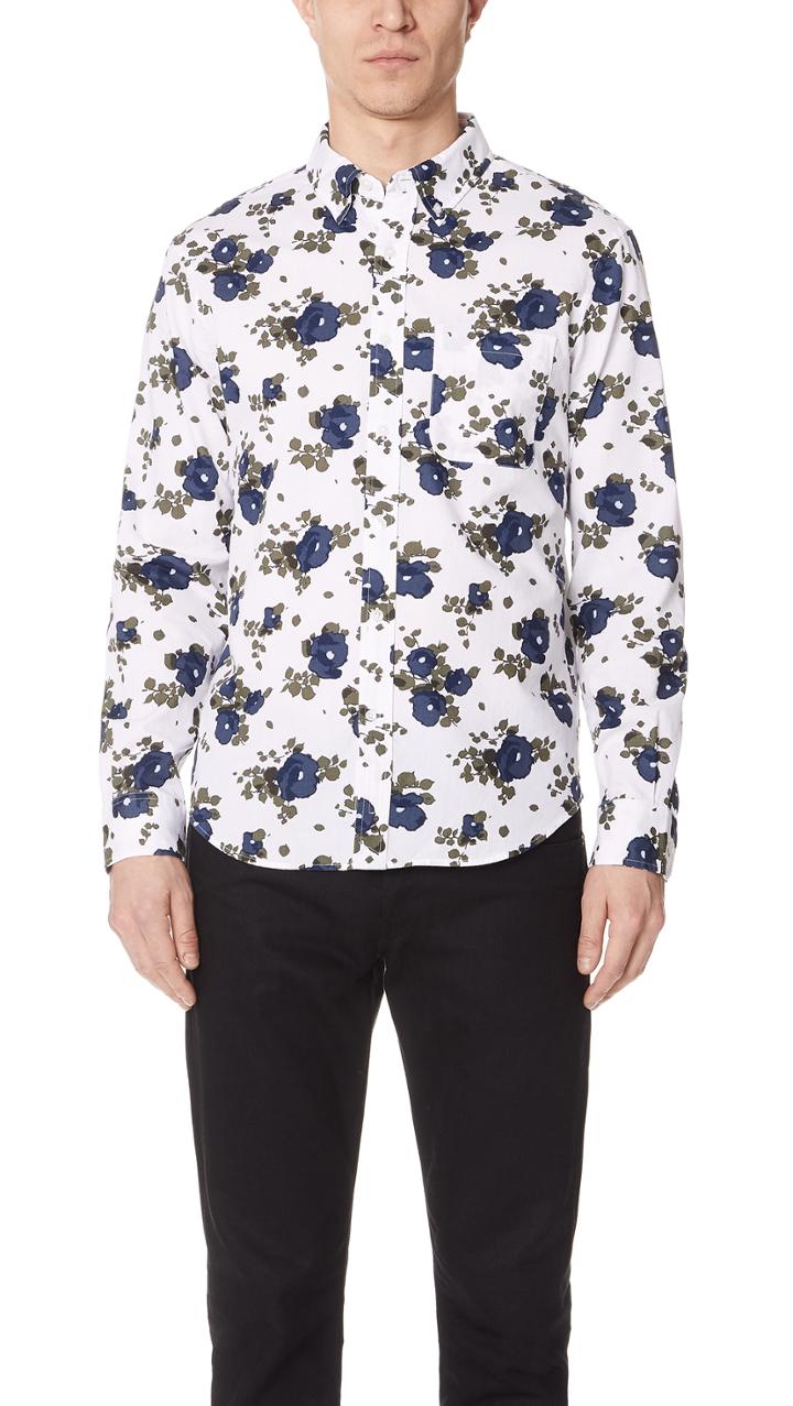 Club Monaco Slim Blooming Flower Shirt