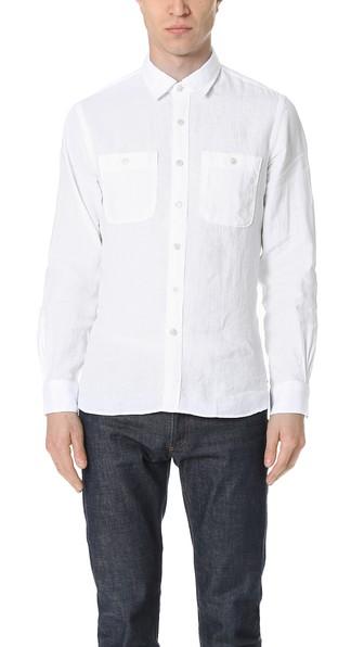 Todd Snyder Long Sleeve Linen Two Pocket Shirt