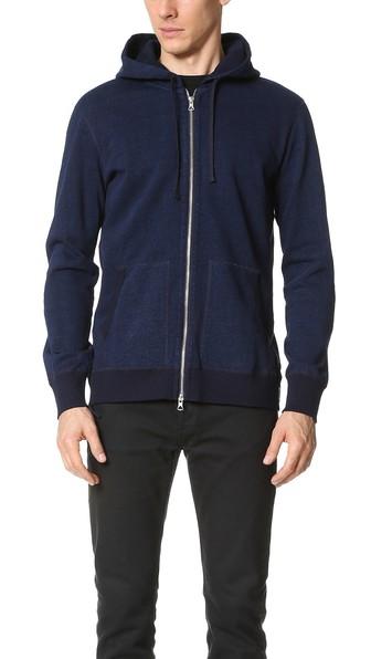 Reigning Champ Indigo Full Zip Hoodie