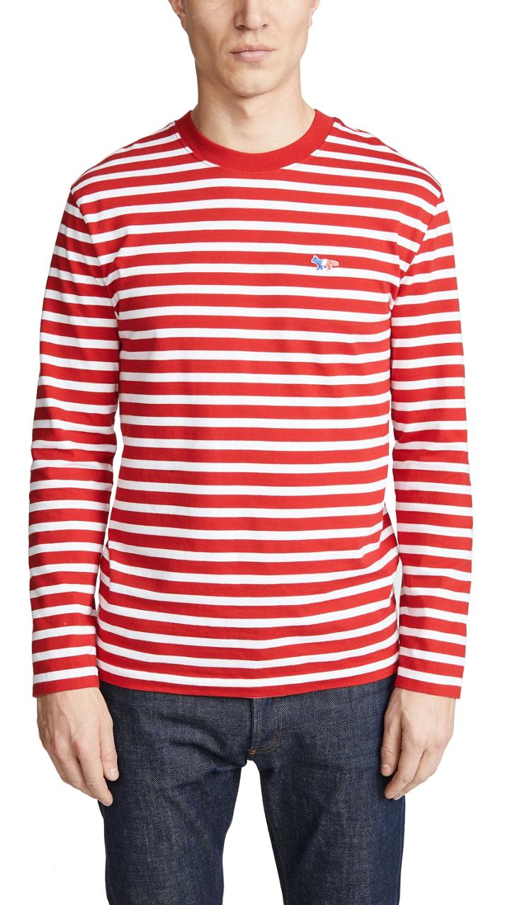 Maison Kitsune Marin Tricolor Fox Patch T Shirt