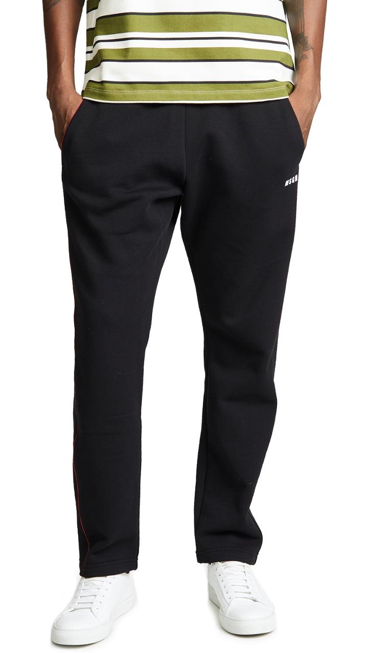 Msgm Piping Logo Sweatpants