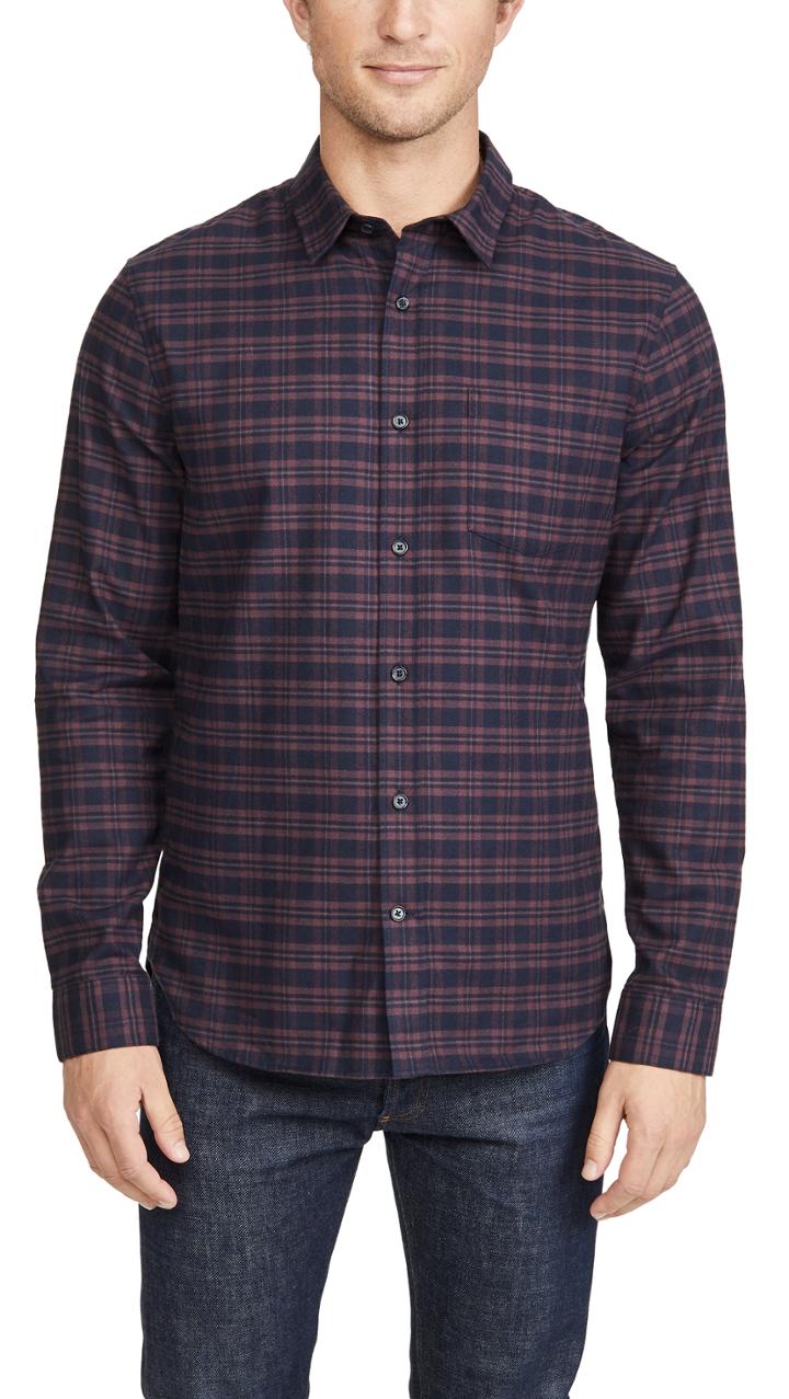 Vince Grid Plaid Long Sleeve Shirt
