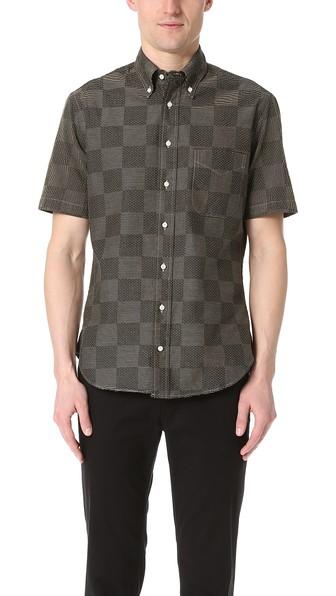 Gitman Vintage Short Sleeve Jacquard Check Shirt