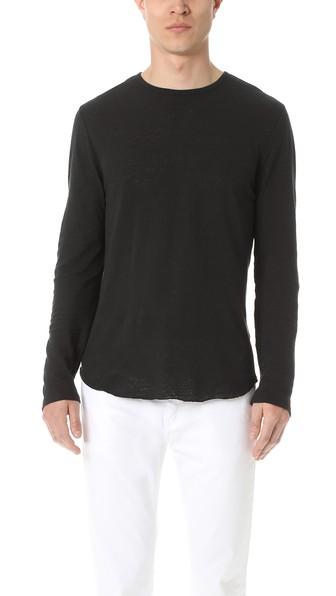 Vince Raw Hem Linen Long Sleeve Tee