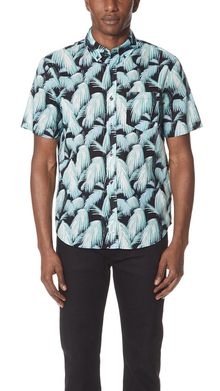 Club Monaco Short Sleeve Palm Fronds Shirt