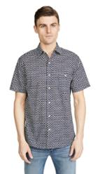 Faherty Short Sleeve Coast Shirt In Fishscale Batik