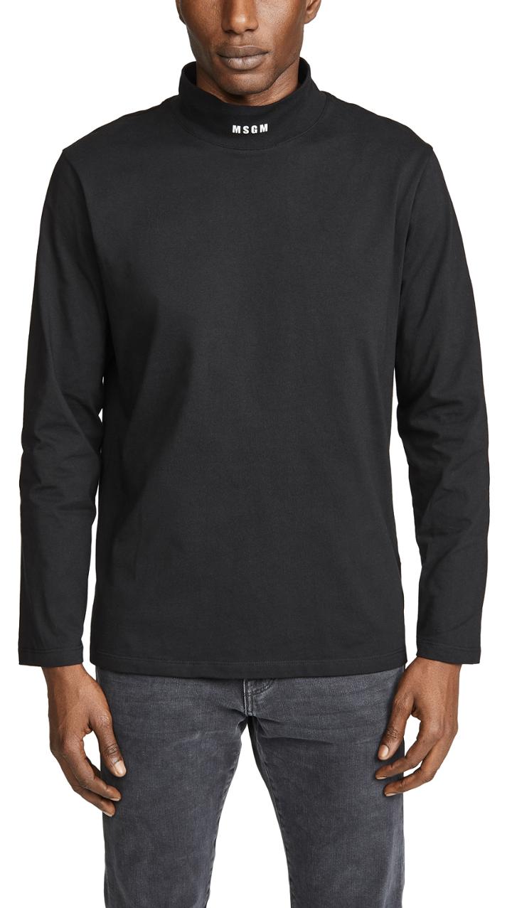 Msgm Small Logo Mock Neck Tee