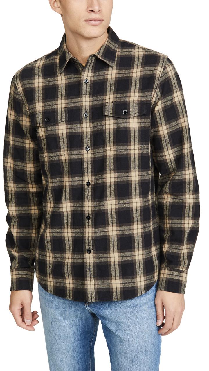 Frame Long Sleeve Double Pocket Button Down Shirt