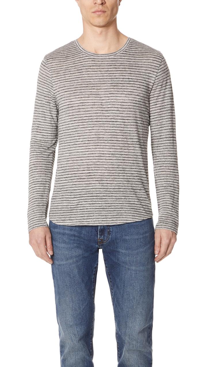 Club Monaco Linen Stripe Crew Tee