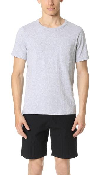 Club Monaco Short Sleeve Slub Pocket Crew Neck Tee