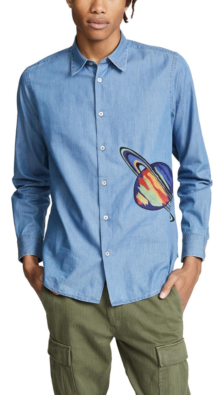 Paul Smith Saturn Embroidery Slim Fit Shirt