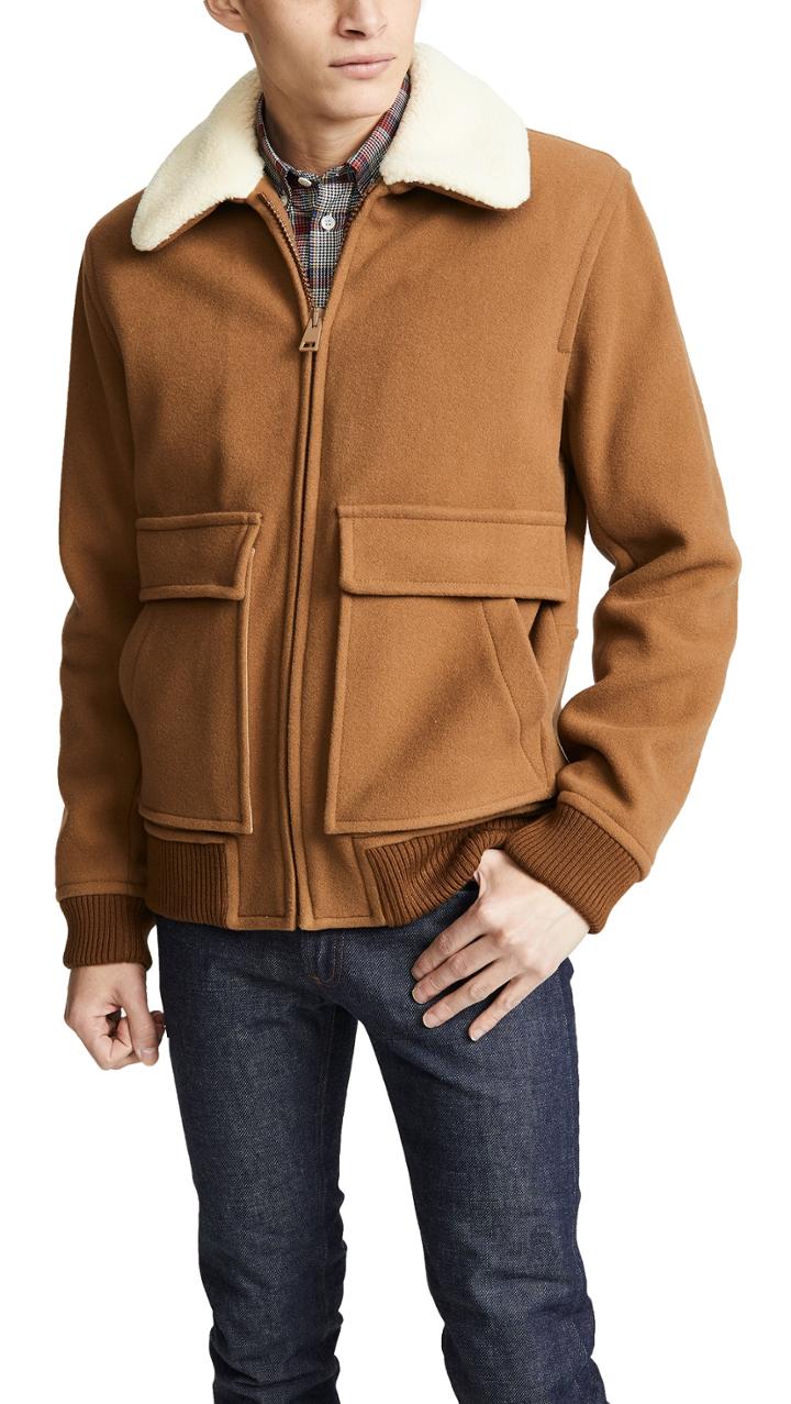 A P C Blouson Bronze Wool Jacket