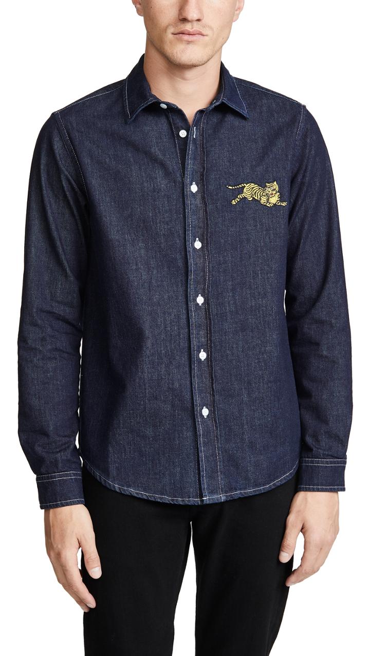 Kenzo Jumping Tiger Crest Woven Shirt