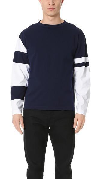 Marni Oversized Long Sleeve Tee With Contrast Patches
