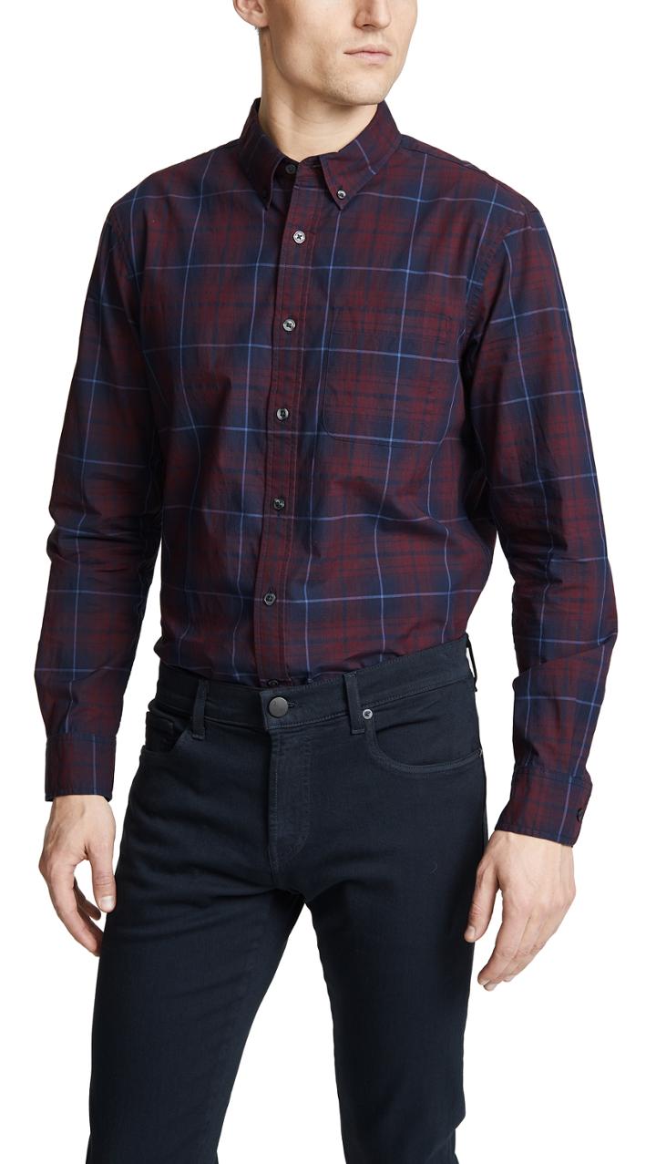 Club Monaco Slim Button Down Plaid Shirt