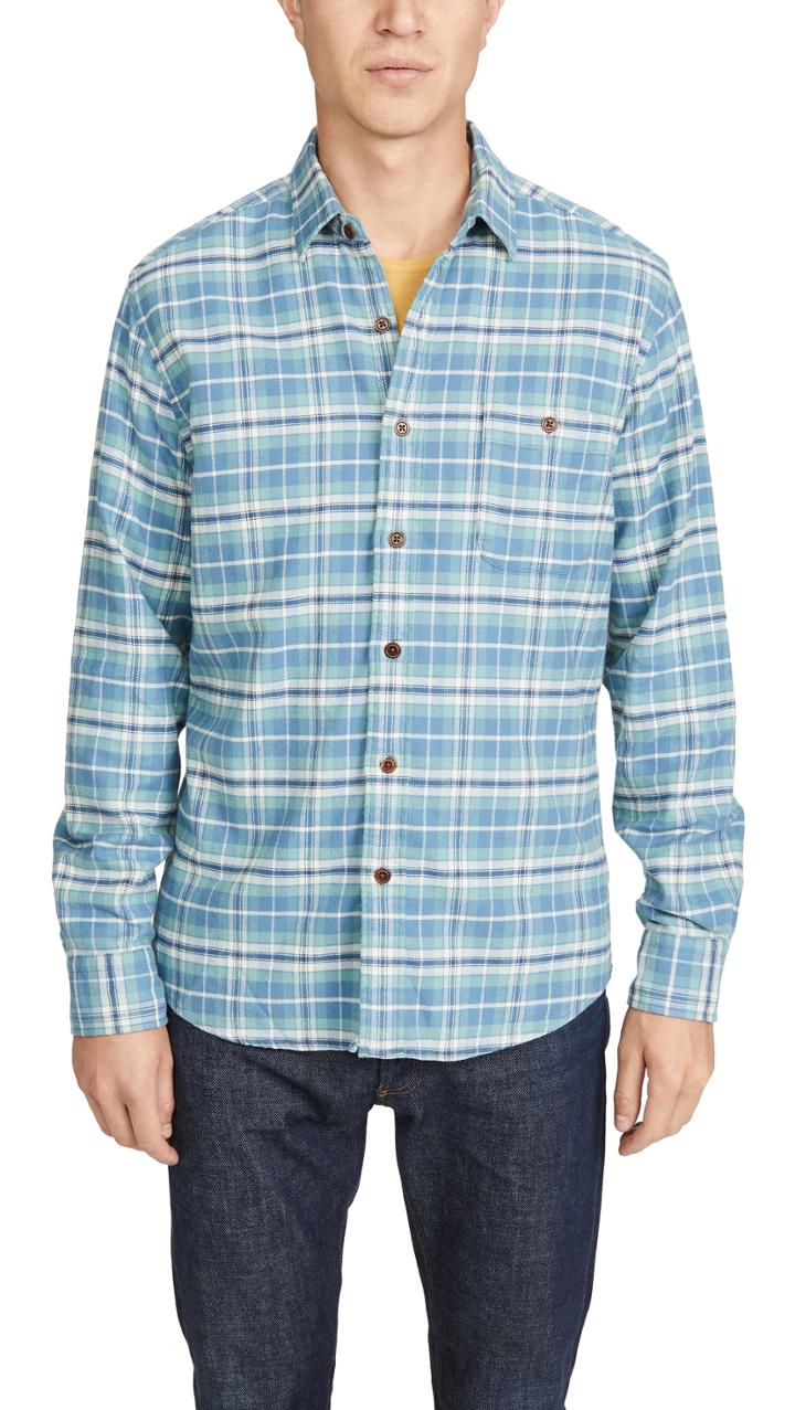 Faherty Long Sleeve Stretch Seasview Flannel Shirt