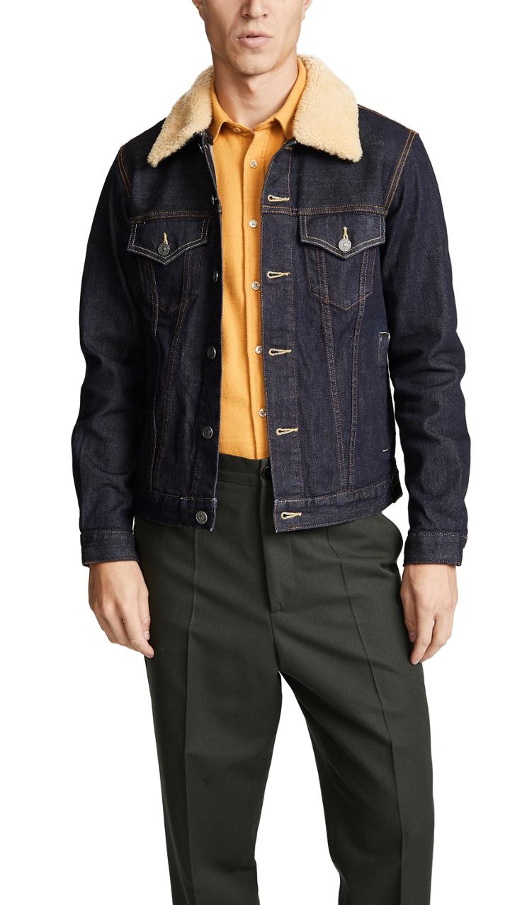 Coach 1941 Denim Jacket With Shearling Collar