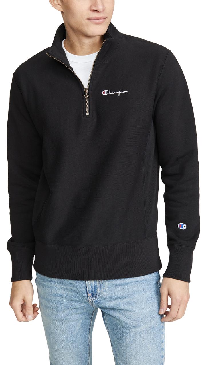 Champion Premium Reverse Weave Small Script Half Zip Sweatshirt