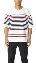White Mountaineering Half Sleeves Border Tee