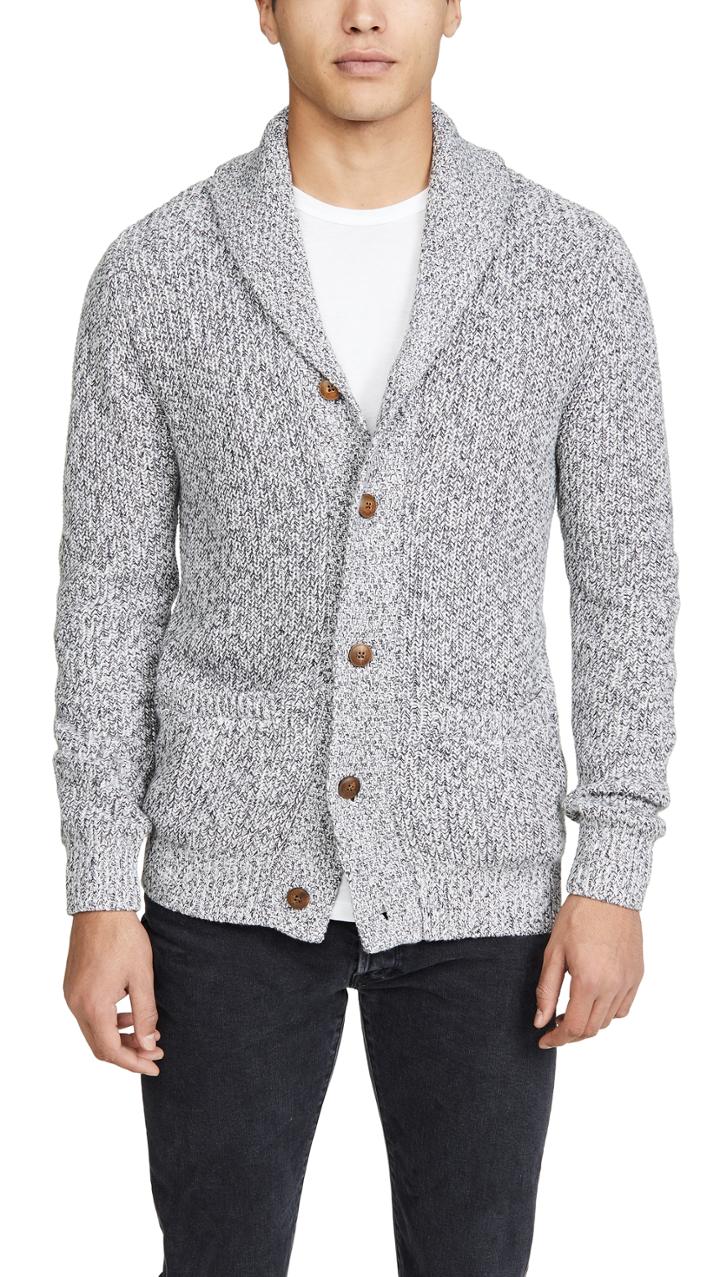 Faherty Long Sleeve Marled Cotton Cardigan