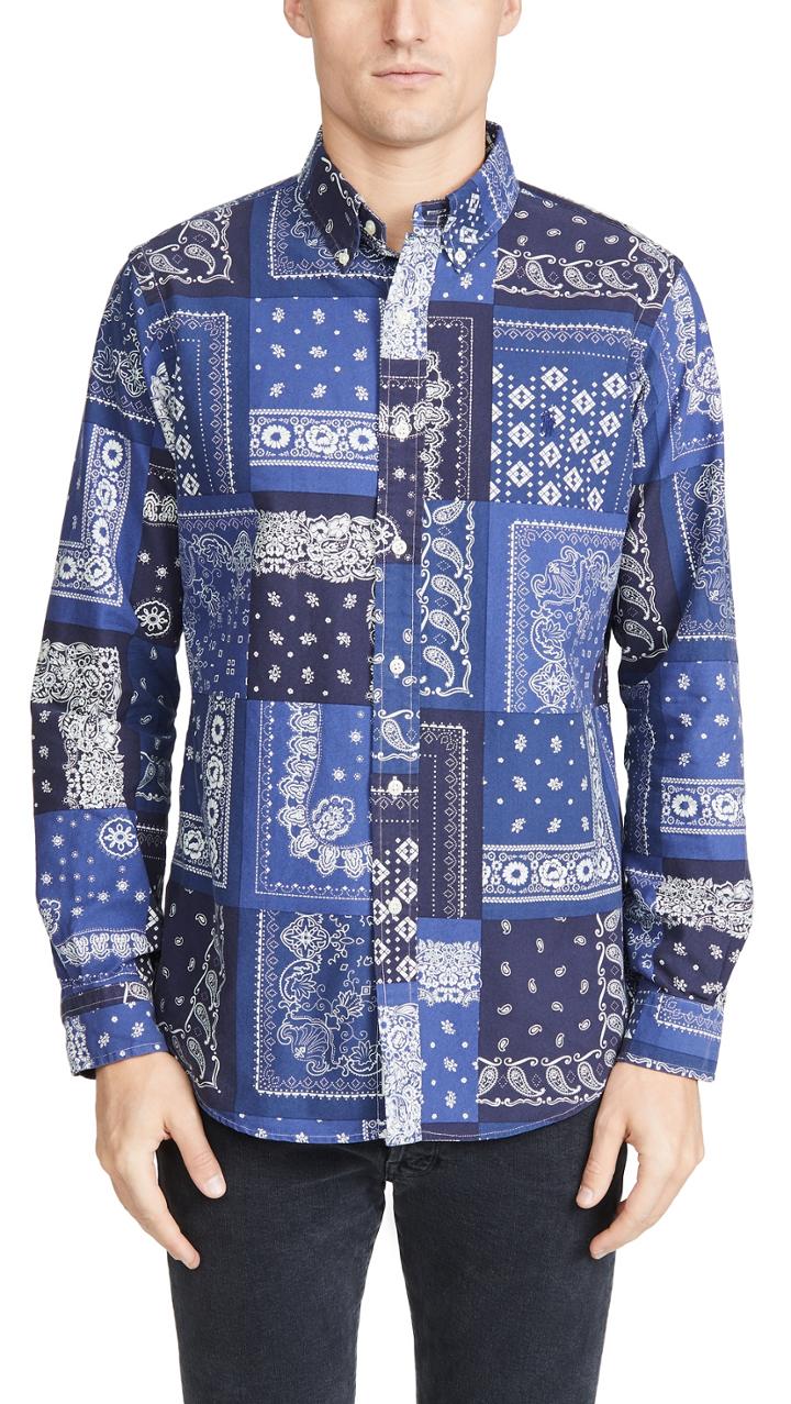 Polo Ralph Lauren Bandana Plaid Printed Oxford Button Down Shirt